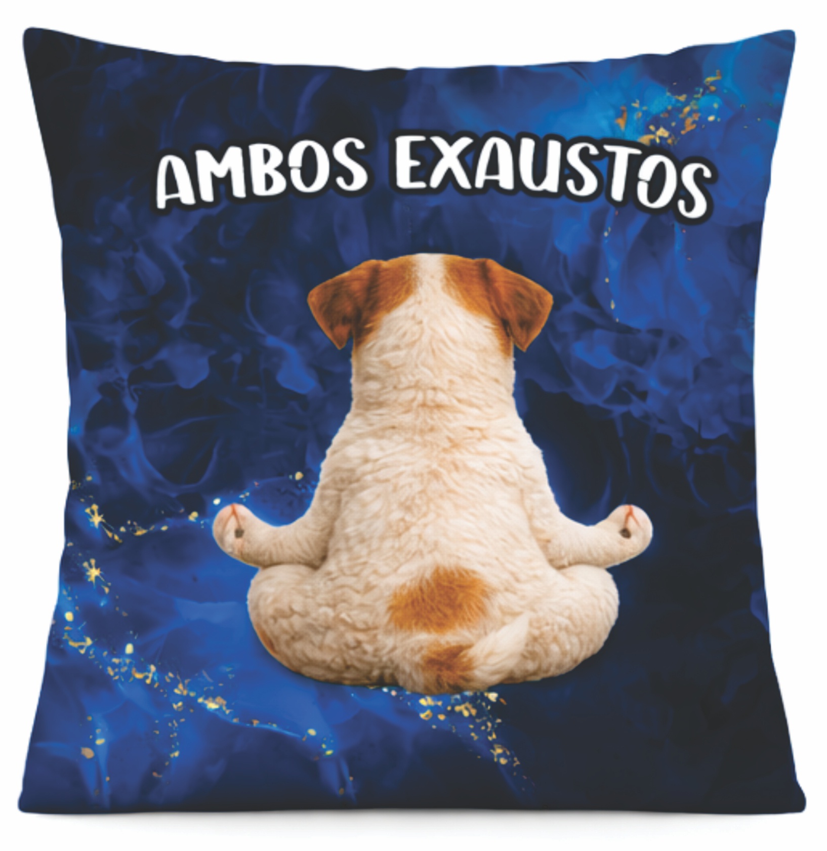 Almofada Divertida Cachorro Zen Corpo e Mente em Equilíbrio 40x40 Decorativa - Imagem 2