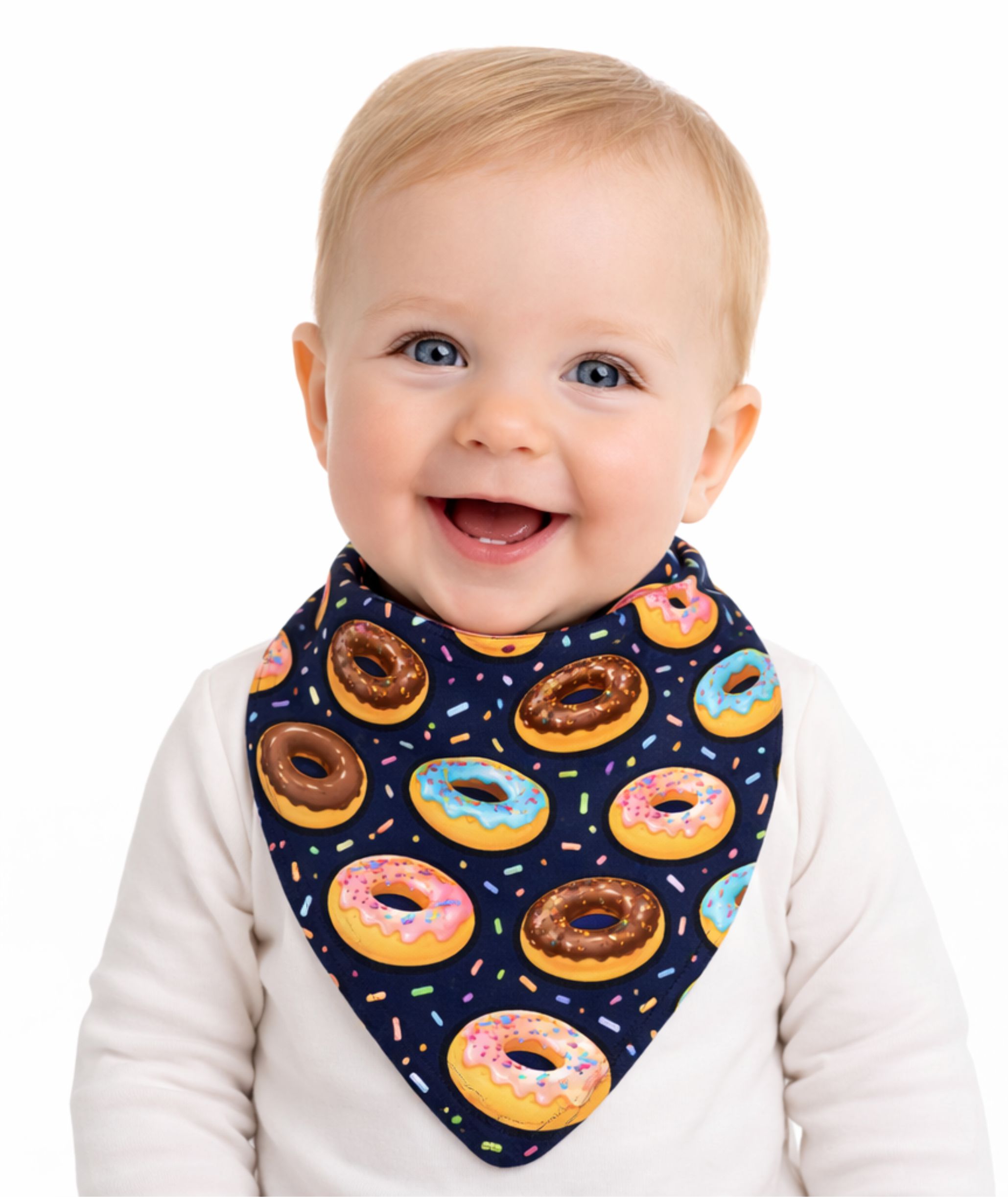 Babadores Bandana Dupla Face Ideal Para Dentição - Donuts